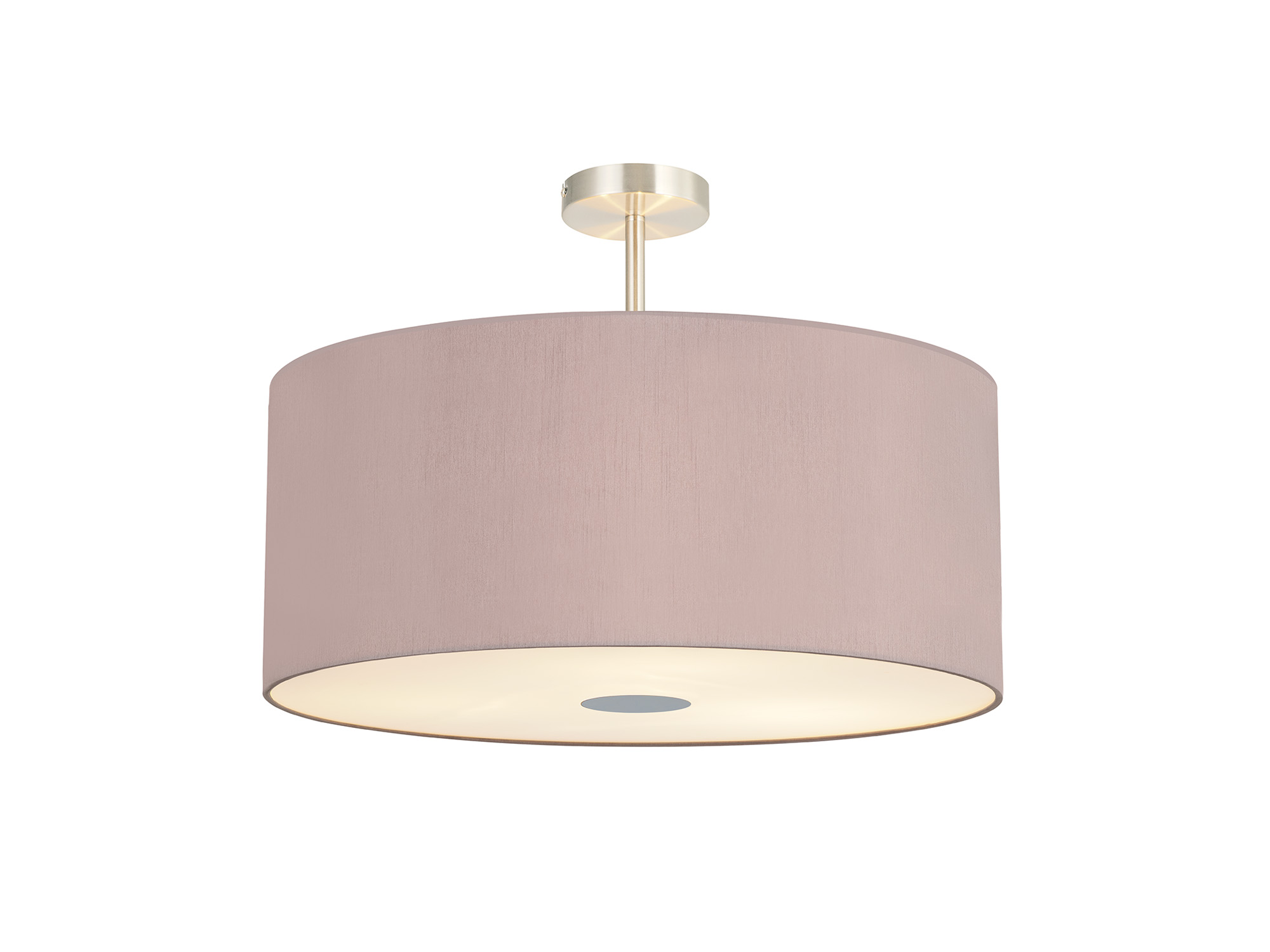 DK0533  Baymont 60cm Semi Flush Flush 5 Light Satin Nickel, Taupe/Halo Gold, Frosted Diffuser